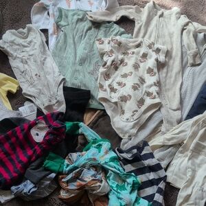 Mixed Baby Onesies and Sleepers Bundle - Neutral Greens & Creams